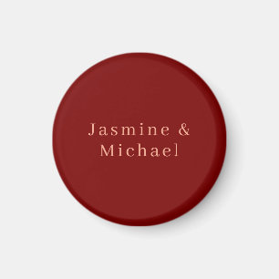 Cute Minimalist Deep Red & Peach Own Name Magnet