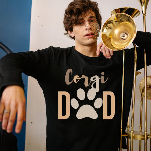 Cute Minimalist Dog Corgi Dad T-Shirt