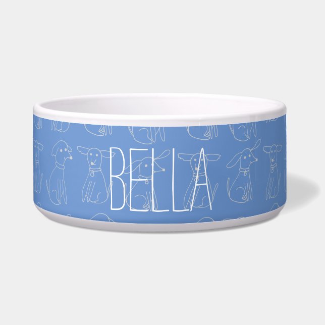 Cute Minimalist Dog Line Pattern Customisable Name (Front)
