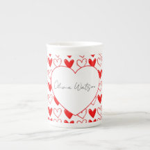 Cute Minimalist Hearts Pattern Personalised Name