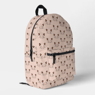 Cute Minimalist Kawaii Smiling Cat Face Pattern Printed Backpack