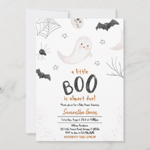 Cute Minimalist Little Boo Baby Shower Invitation