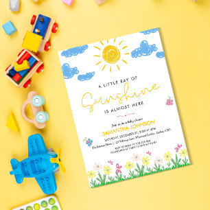 Cute minimalist little ray of Sunshine baby Shower Invitation
