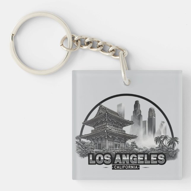 Cute Minimalist Los Angeles City California USA Key Ring (Front)