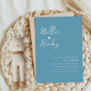 Cute Minimalist Modern Heart Script Baby Shower Invitation