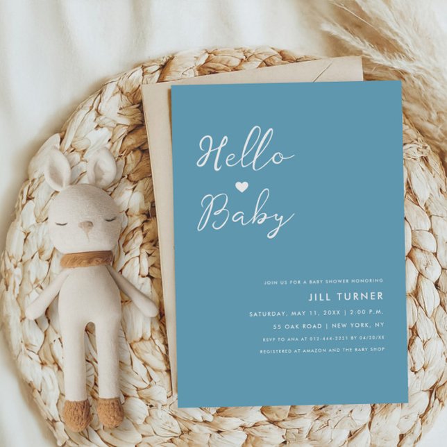 Cute Minimalist Modern Heart Script Baby Shower Invitation (Creator Uploaded)
