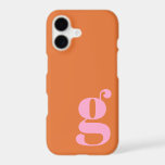 Cute Minimalist Monogram Letter in Pink and Orange<br><div class="desc">Cute Minimalist Monogram Letter in Pink and Orange iPhone 13 Case</div>