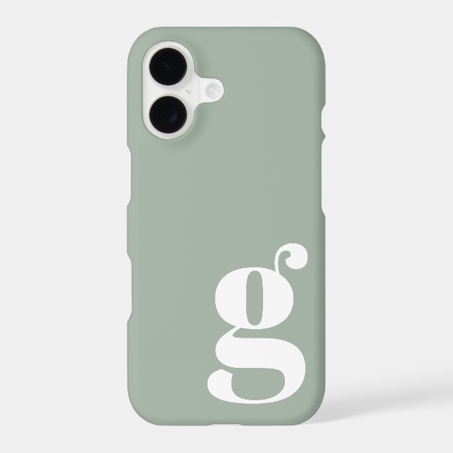 Cute Minimalist Monogram Letter in Sage Green (Back)