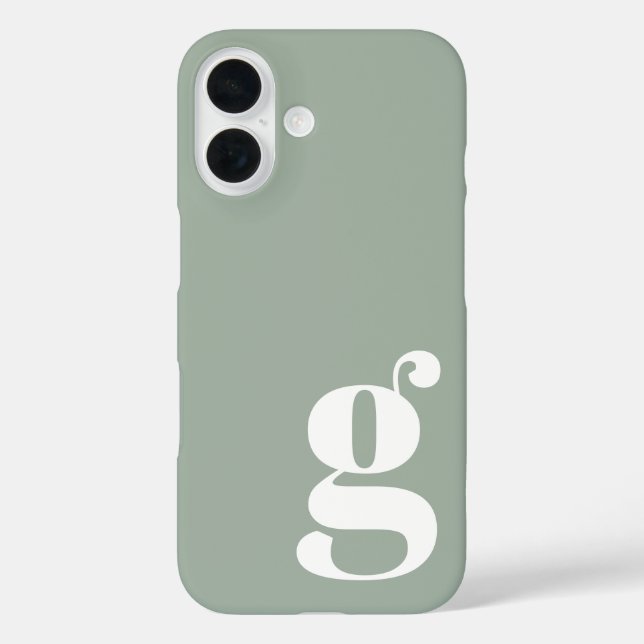Cute Minimalist Monogram Letter in Sage Green Case-Mate iPhone Case (Back)