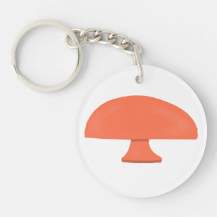 Cute Minimalist Orange Mushroom Forest Gift Key Ring