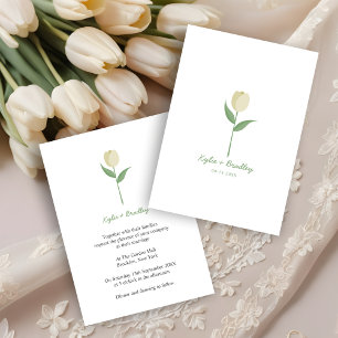 Cute Minimalist Pale Creme Tulip Wedding Invitation