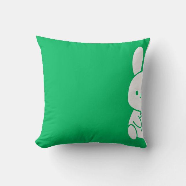 Cute Minimalist Peeking Bunny Illustration Cushion (Front)