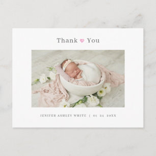 Cute Minimalist Photo Baby Thank You Card