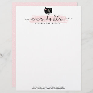 Cute Minimalist Photographer Camera Custom Logo Custom Letterhead