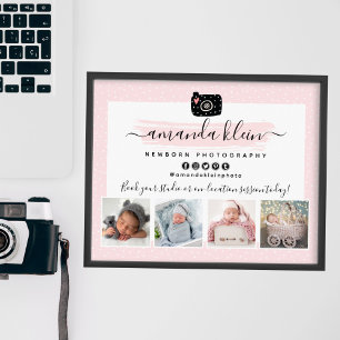 Cute Minimalist Photographer Camera Logo Marketing Poster