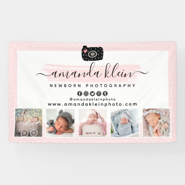 Cute Minimalist Photographer Camera Logo & Photos Banner (Horizontal)