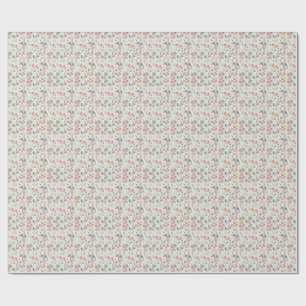 Cute Minimalist Puppy and Paw Print Design Pattern Wrapping Paper