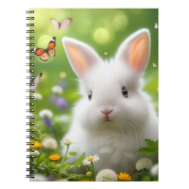 Cute Minimalist rabbit spiral notebook  (Front)