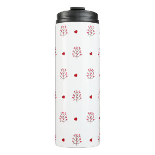 Cute Minimalist Red And White Love Heart Tree Thermal Tumbler