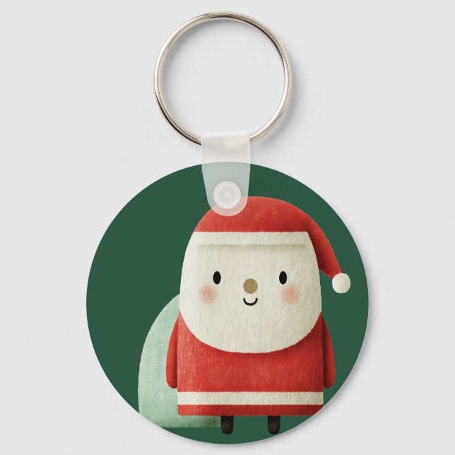 Cute Minimalist Santa Claus Key Ring (Front)