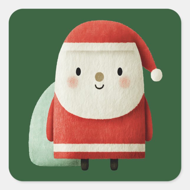 Cute Minimalist Santa Claus Square Sticker (Front)