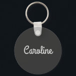 Cute Minimalist Script Typography Name Black White Key Ring<br><div class="desc">Cute Minimalist Script Typography Name Black White Keychain</div>