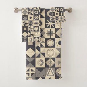 Cute minimalist tiled pattern bath towel set