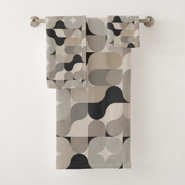 Cute minimalist tiled pattern Bath  Towel Set (Insitu)