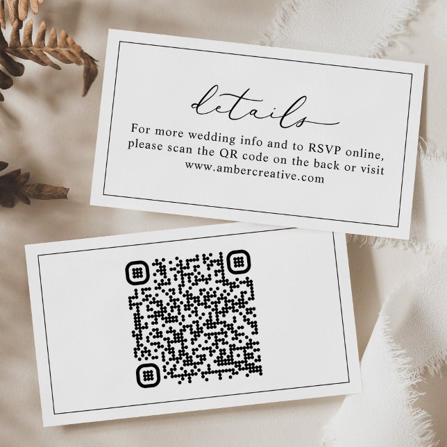 Cute Minimalist Wedding Details Card with QR Code  (Creator Uploaded)