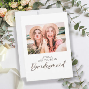 Cute Minimalist Will You Be My Bridesmaid Photo Invitation