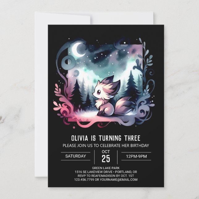 Cute Minimalist Wolf Birthday Invitation (Front)