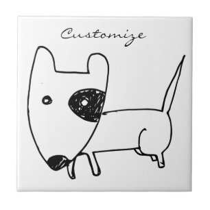 Cute Minimalistic Black-eye Dog Thunder_Cove Ceramic Tile