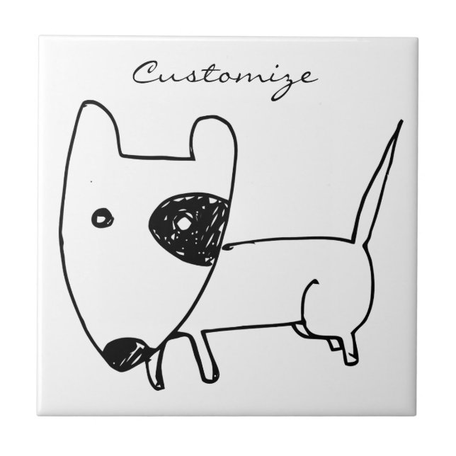 Cute Minimalistic Black-eye Dog Thunder_Cove Ceramic Tile (Front)