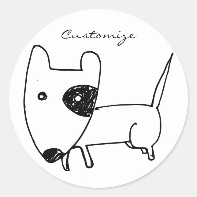 Cute Minimalistic Black-eye Dog Thunder_Cove Classic Round Sticker (Front)