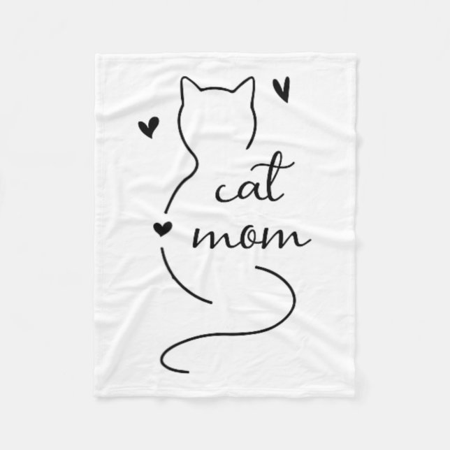 Cute Minimalistic Cat Mam Cat Mama Kitty Kitten Ca Fleece Blanket (Front)