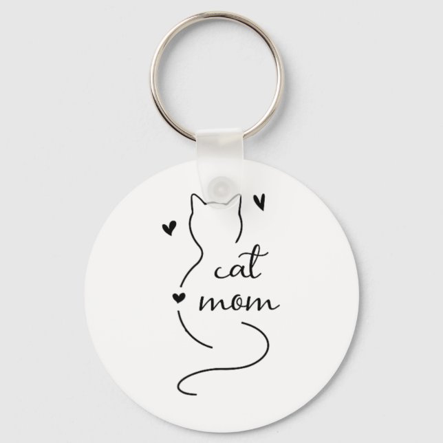 Cute Minimalistic Cat Mam Cat Mama Kitty Kitten Ca Key Ring (Front)