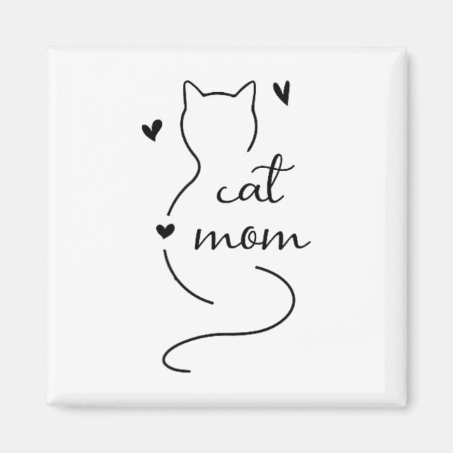 Cute Minimalistic Cat Mam Cat Mama Kitty Kitten Ca Magnet (Front)