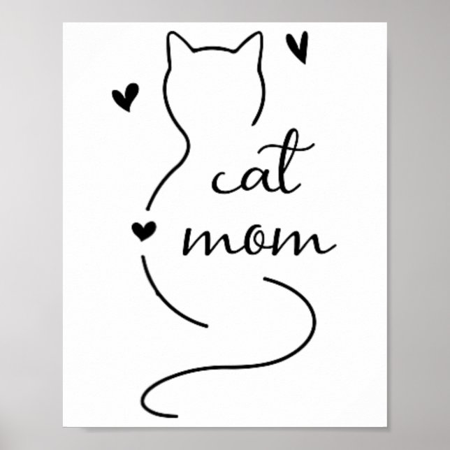 Cute Minimalistic Cat Mam Cat Mama Kitty Kitten Ca Poster (Front)