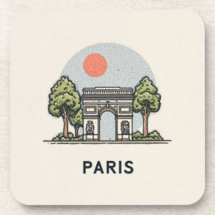 Cute Minimalistic Paris Skyline Coaster