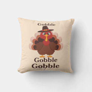 Cute Minimalistic Thanksgiving Funny Gobble Turkey Cushion