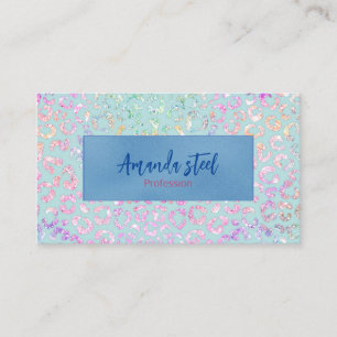 Cute Mint Animal print glitter monogram Appointment Card