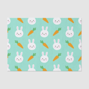 Cute Mint bunnies and carrots easter pattern Tissue Paper