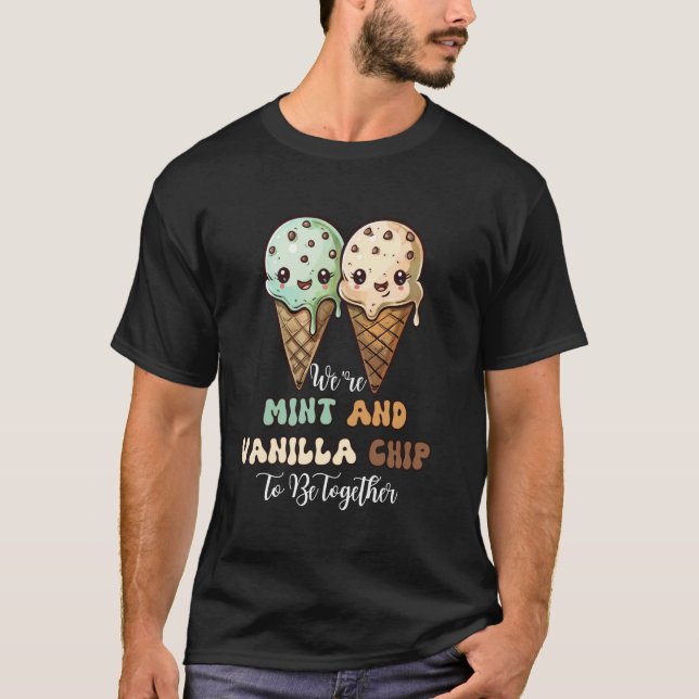 Cute Mint Chocolate Chip Ice Cream Funny Summer Sa T-Shirt (Front)
