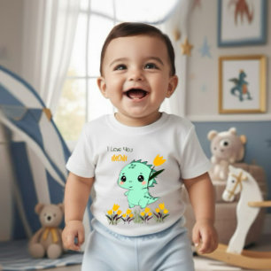 Cute Mint Dinosaur Baby Bodysuit