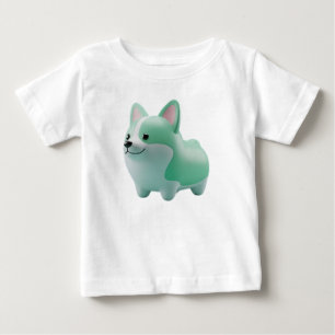 Cute Mint Green 3D Stylised Corgi Puppy Baby T-Shirt