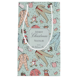 Cute Mint Green Baby Girl Christmas Custom Small Gift Bag