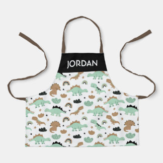 Cute Mint Green Dinosaur Pattern Apron