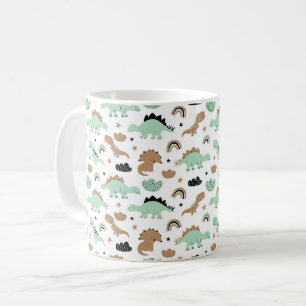 Cute Mint Green Dinosaur Pattern Coffee Mug