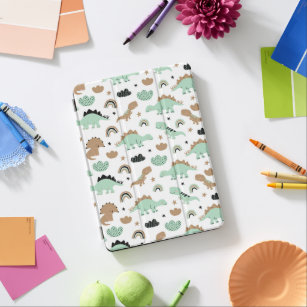 Cute Mint Green Dinosaur Pattern iPad Air Cover