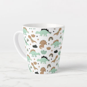 Cute Mint Green Dinosaur Pattern Latte Mug